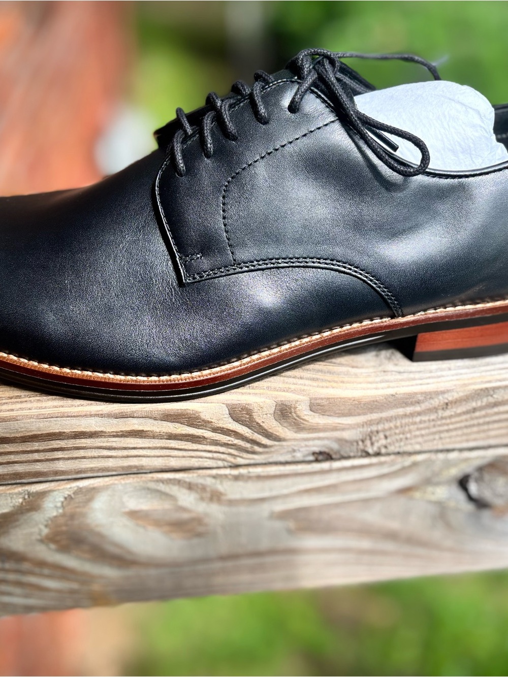The Black Tux | Men's Black Leather Derby Shoes with Contrast Welt | Size 10 - Picture 3 of 11